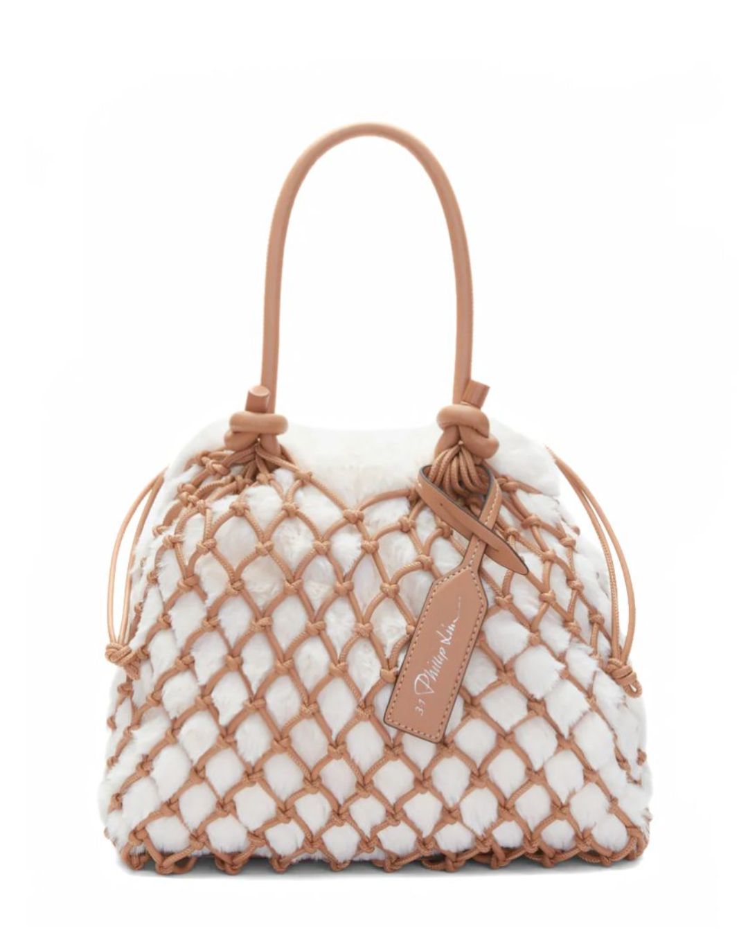 3.1 PHILLIP LIM Faux Fur Macrame Mini Sac - Ivory/Camel