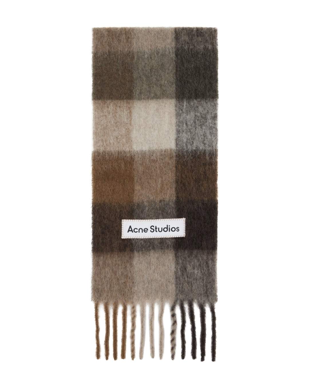 ACNE STUDIOS Mohair Checked Scarf - Dark brown/White/Brown
