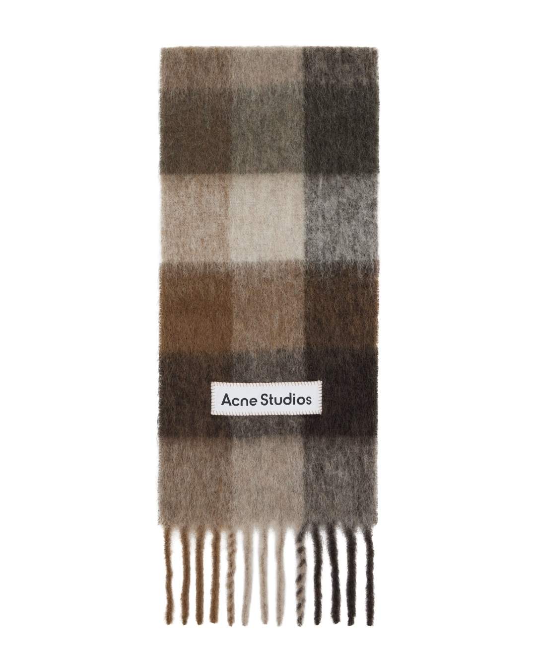 ACNE STUDIOS Mohair Checked Scarf - Dark Brown/White/Brown