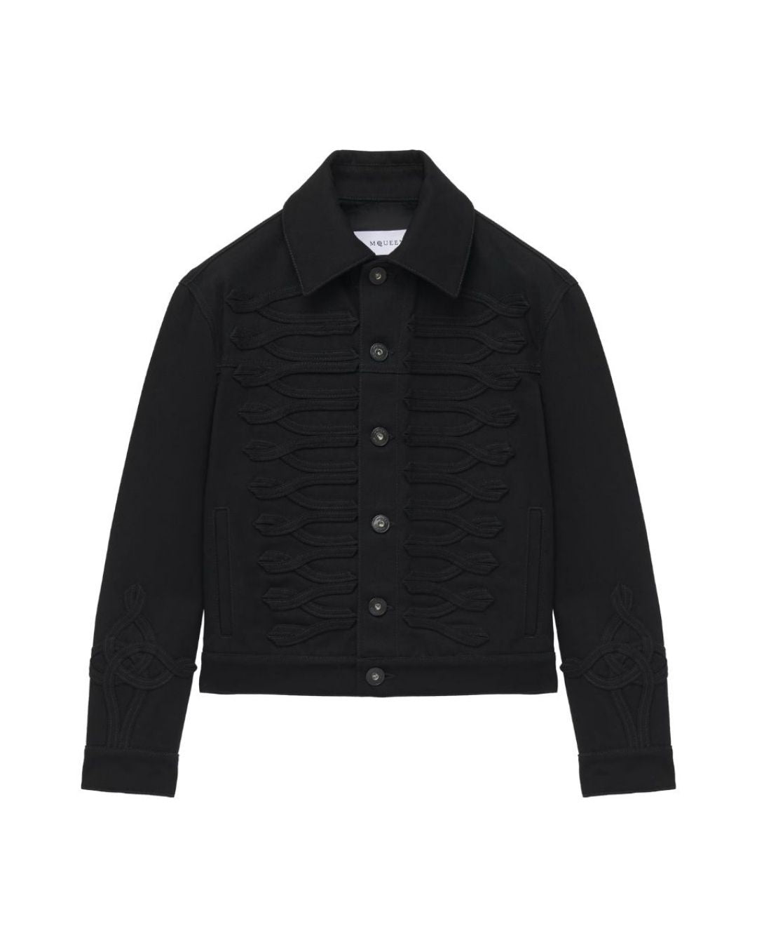 ALEXANDER MCQUEEN Frogging Detail Denim Jacket - Black