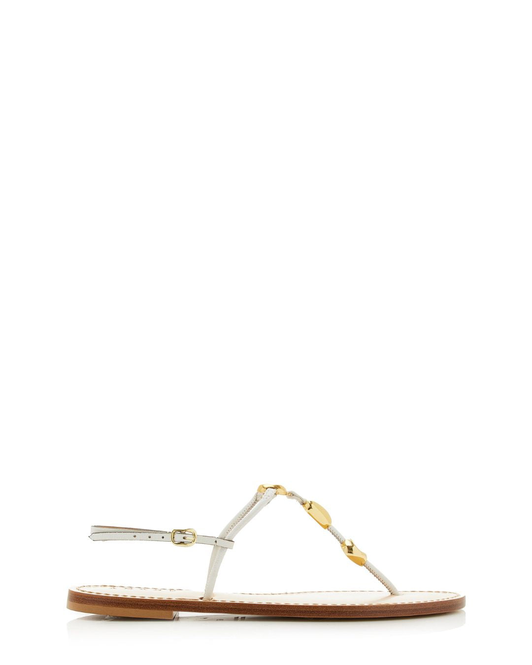 AMANU The Nairobi Embellished Leather Sandals - White