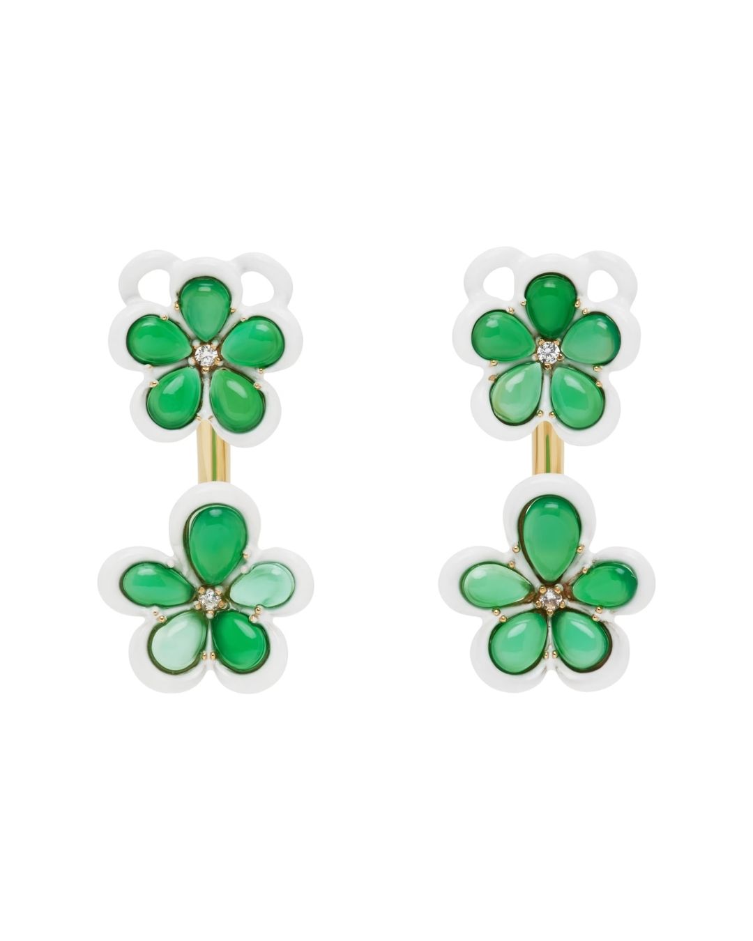 BOTTEGA VENETA Flower Earrings - Green Agate/White