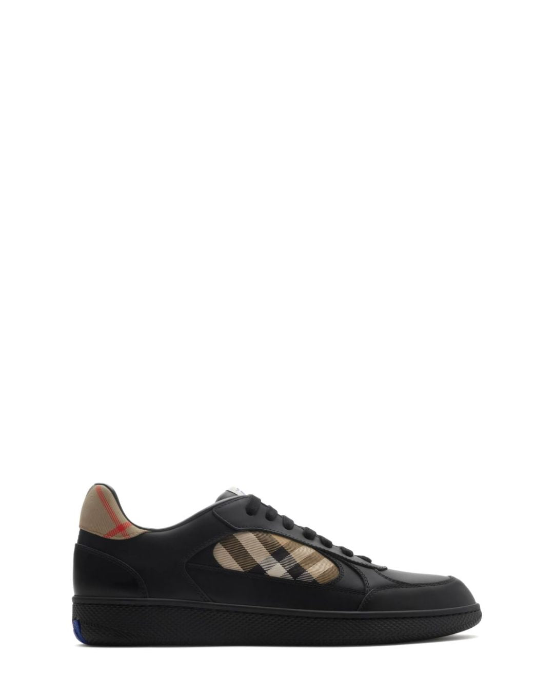 BURBERRY Leather and Check Terrace Sneakers - Black/Sand