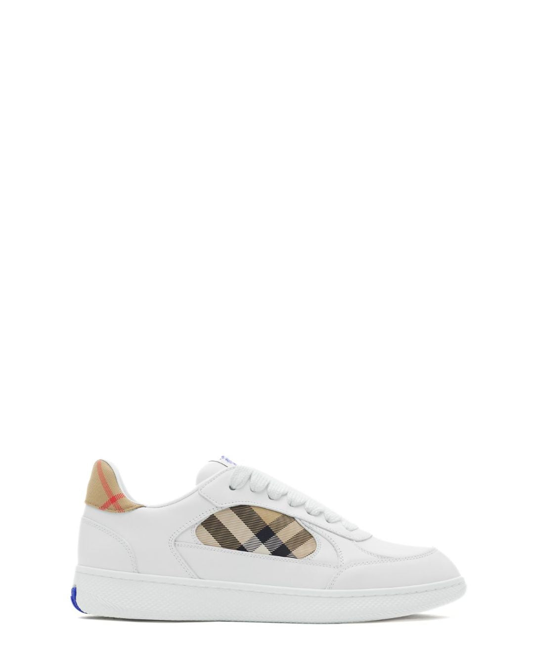 BURBERRY Leather and Check Terrace Sneakers​ - White/Sand