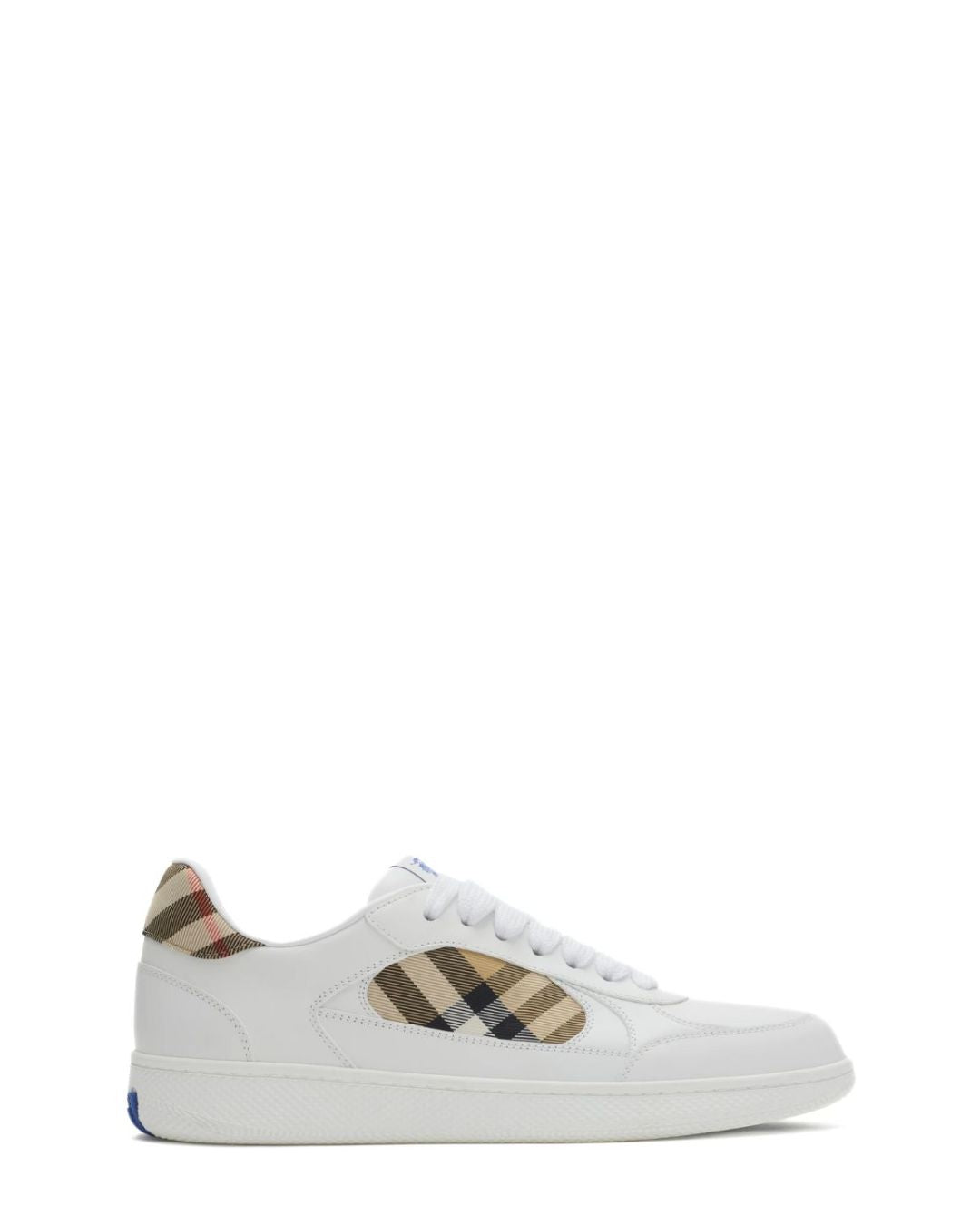 BURBERRY Leather and Check Terrace Sneakers - White/Sand