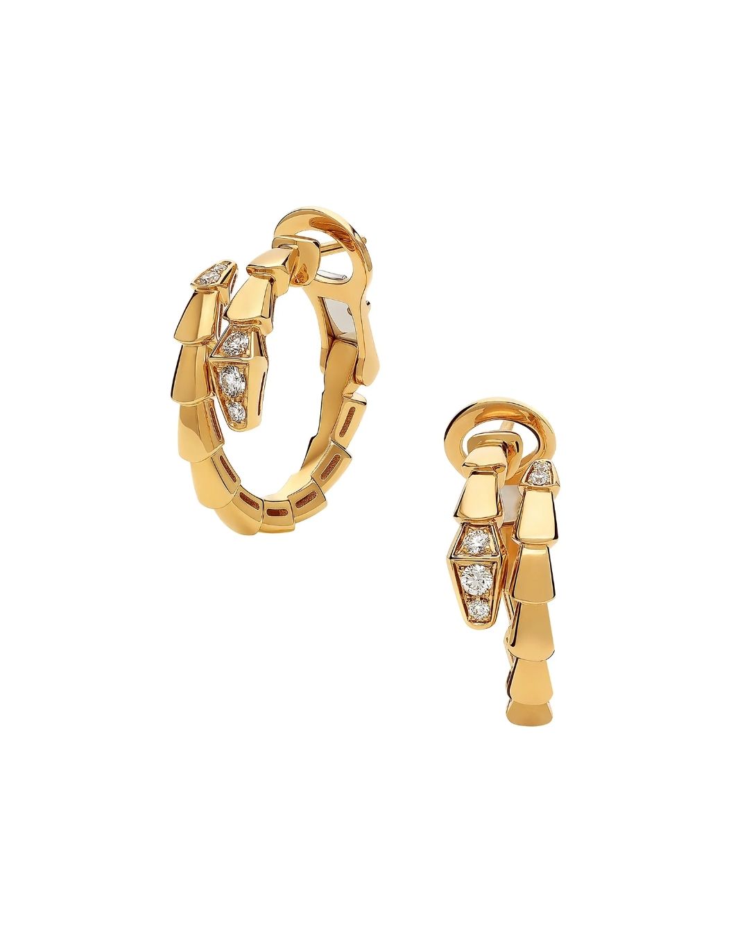 BVLGARI Serpenti Viper 18K Yellow Gold & 0.18 TCW Diamond Hoop Earrings - Yellow Gold