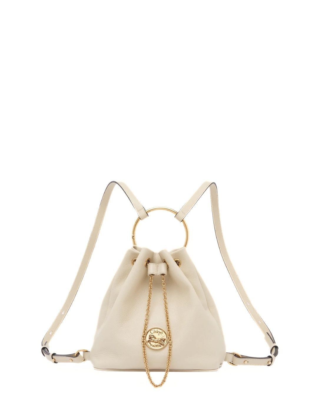 CHLOÉ Small Bracelet Backpack in Grained Leather - Vegetal Beige