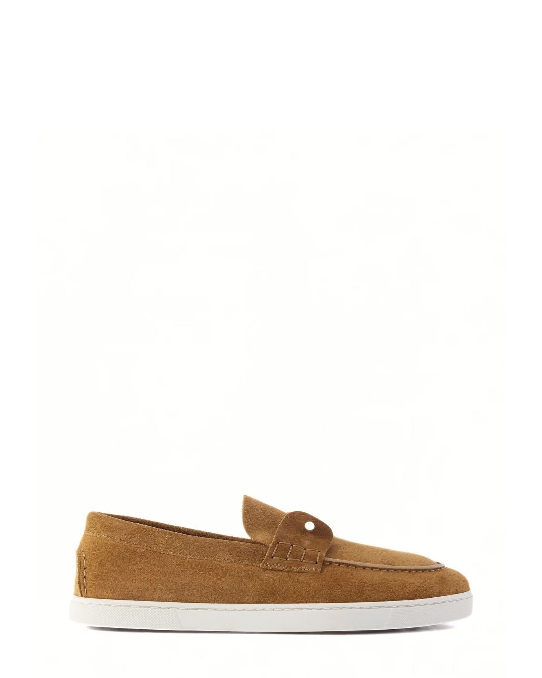 CHRISTIAN LOUBOUTIN Embellished Suede Boat Shoes - Camel