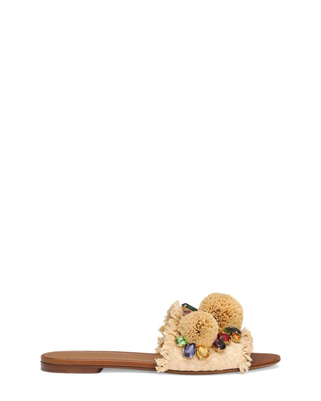 DOLCE & GABBANA Braided Slipper with Fringes - Beige