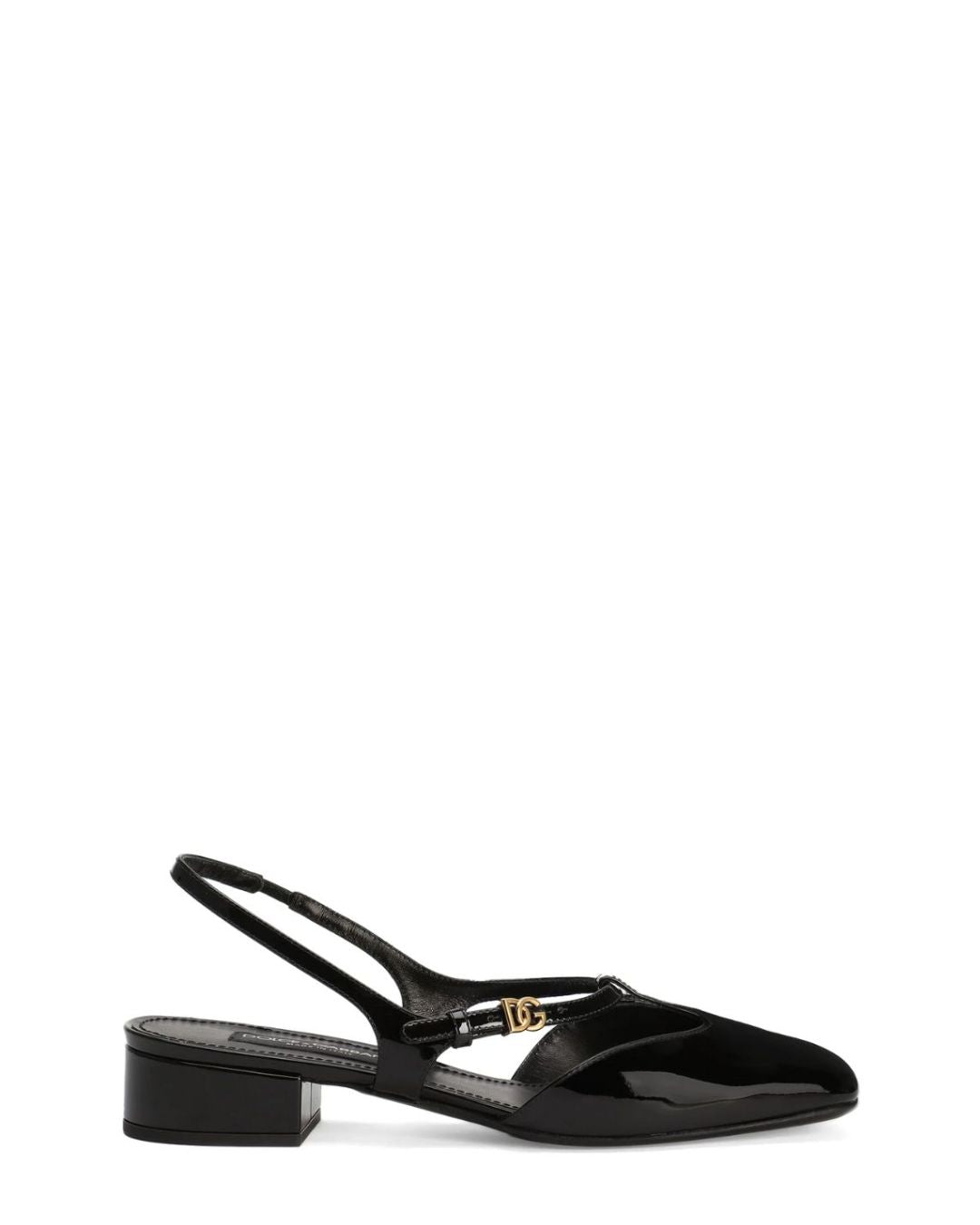 DOLCE & GABBANA Patent Leather Slingback - Black