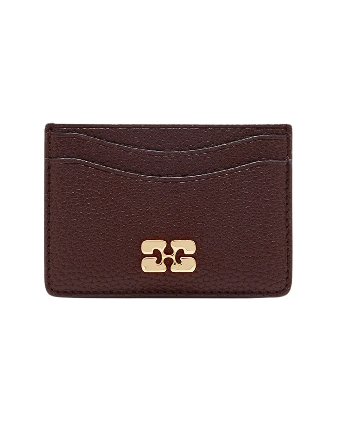 GANNI Card Holder in Grained Brown - Chicory Coffee