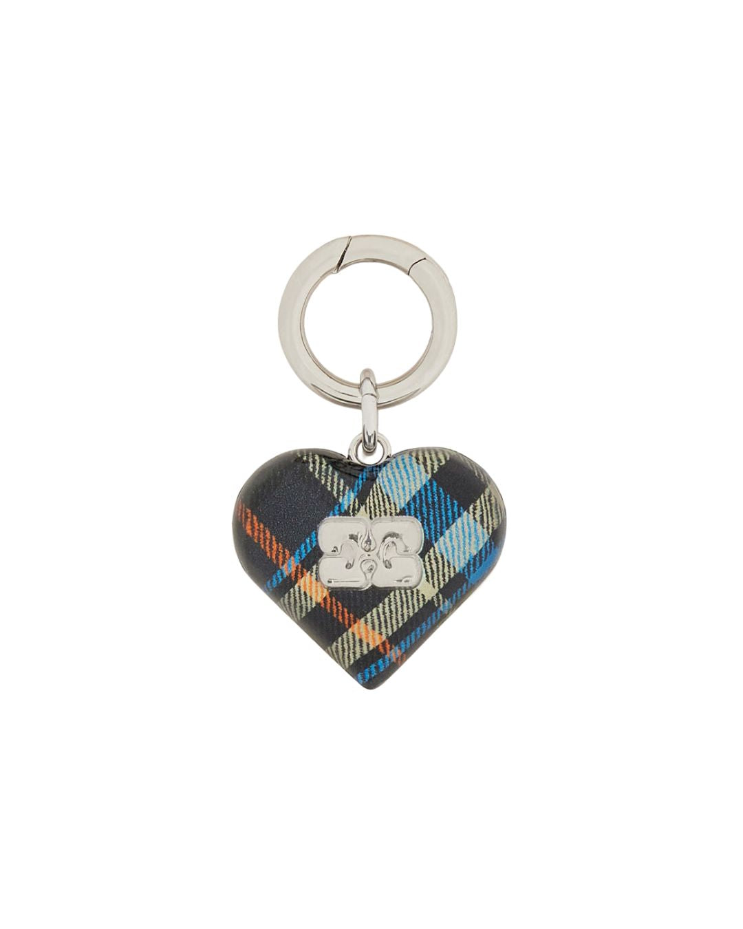 GANNI Check Bou Heart Charm - Charcole Art
