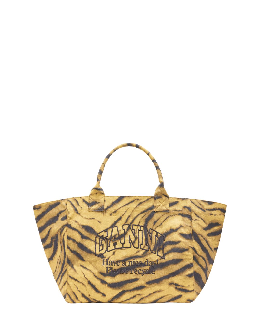 GANNI Zebra Print XXL Tote - Khaki