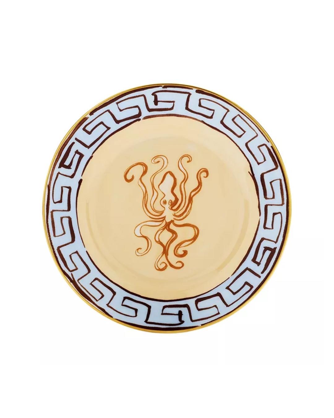 GINORI 1735 Antico Doccia Flat Bread Plate - Brown & Light Blue