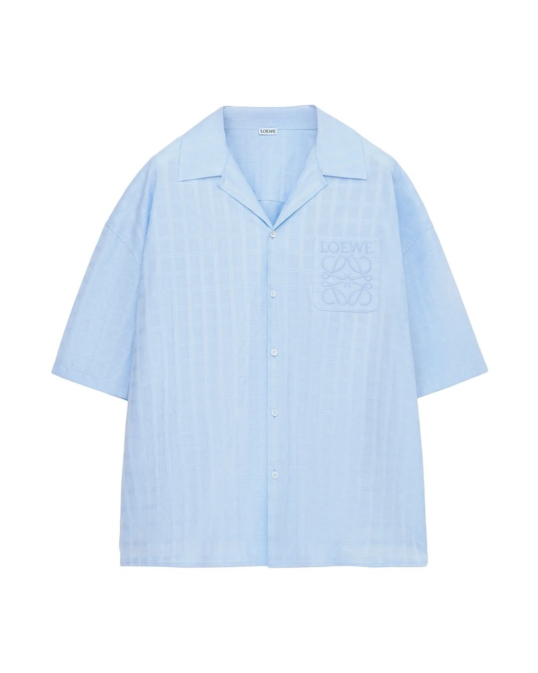 LOEWE Logo Cotton-Blend Camp Shirt - Light Blue