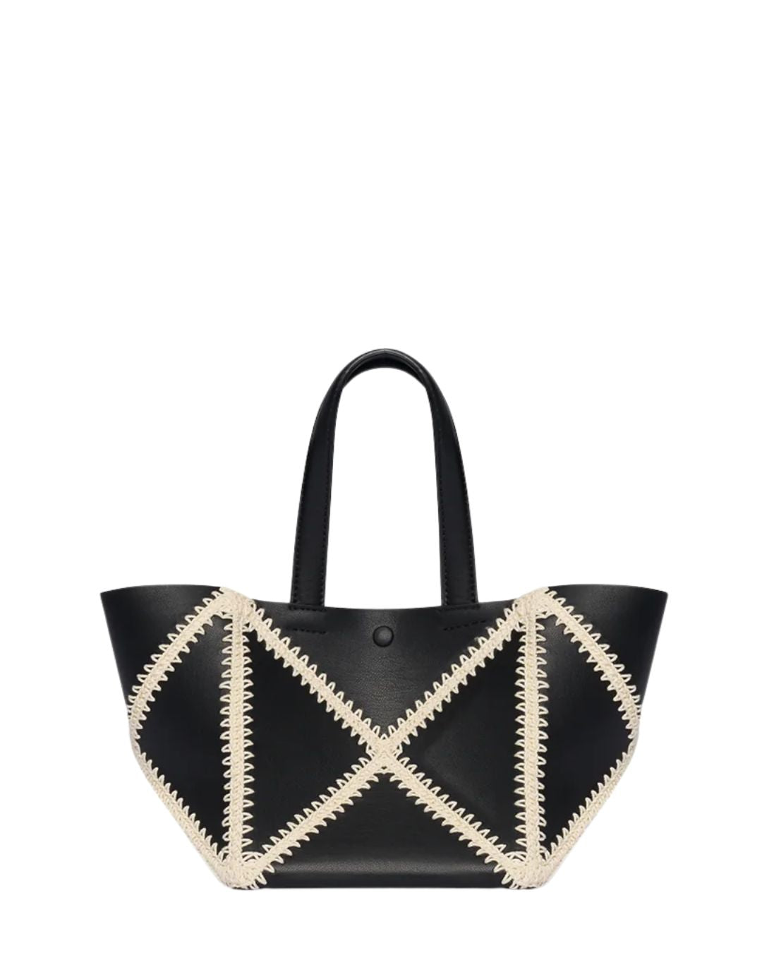 NANUSHKA Origami Tote Mini Alt-nappa Crochet Tote - Black/Crème