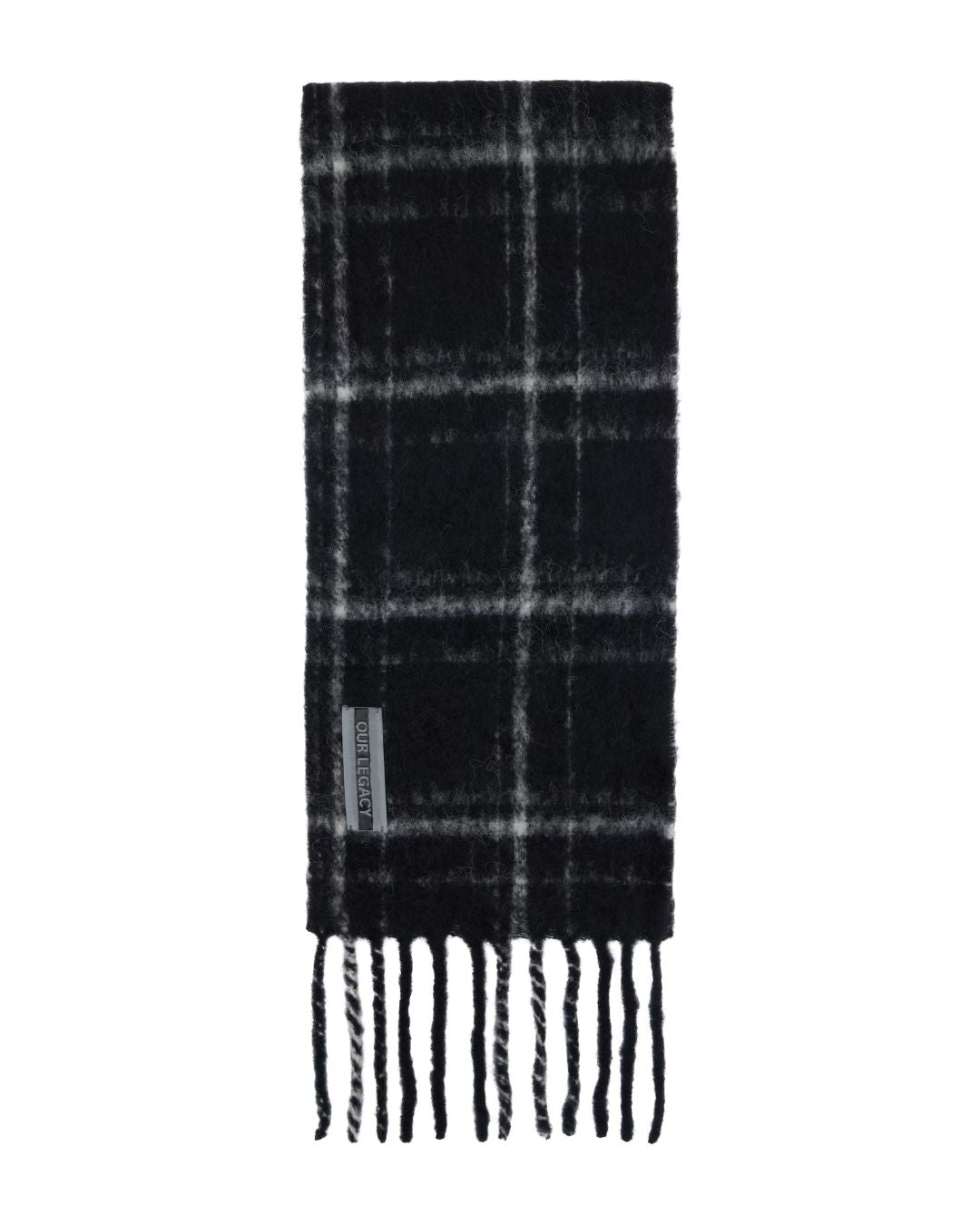 OUR LEGACY Estate Scarf - Black Fuzzy Alpaca Check