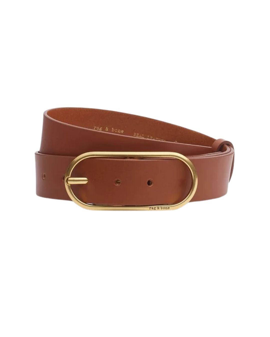 RAG & BONE Rounded Rebound Leather Belt - Whiskey