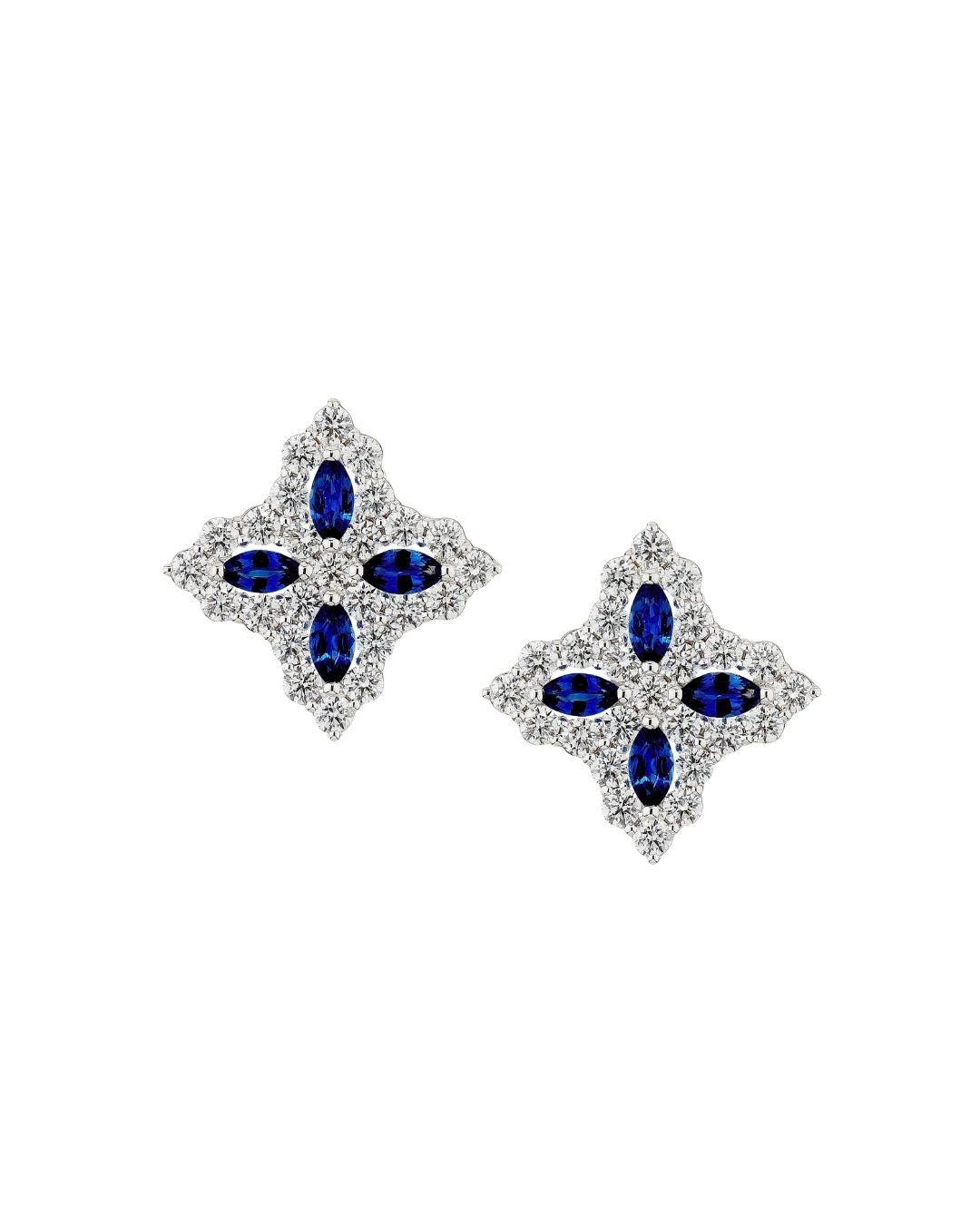 ROBERTO COIN Diamond Princess 18K White Gold, Blue Sapphire & 1.01 TCW Diamond Stud Earrings - White Gold