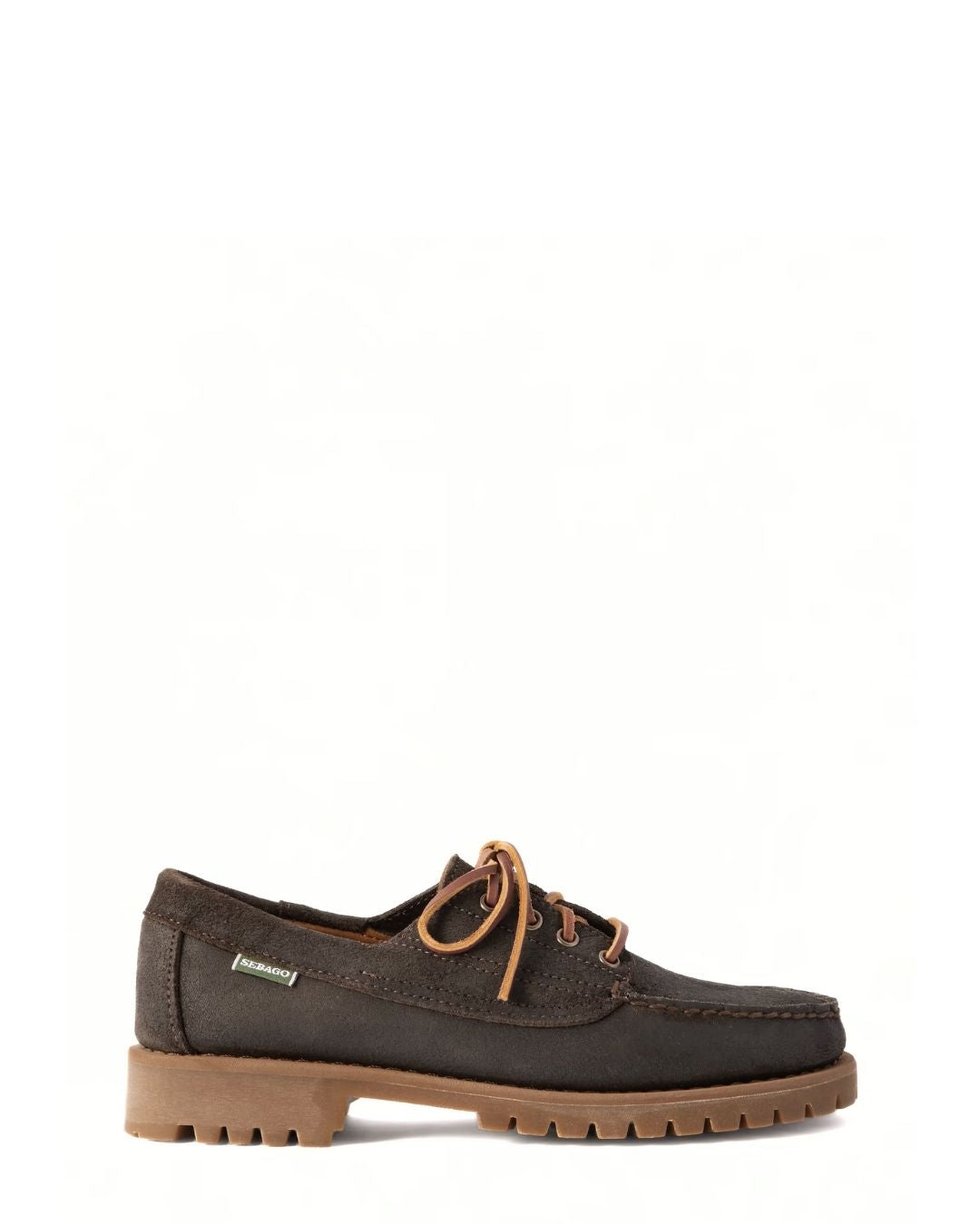 SEBAGO Askook Leather-Trimmed Waxed-Suede Boat Shoes - Dark Brown