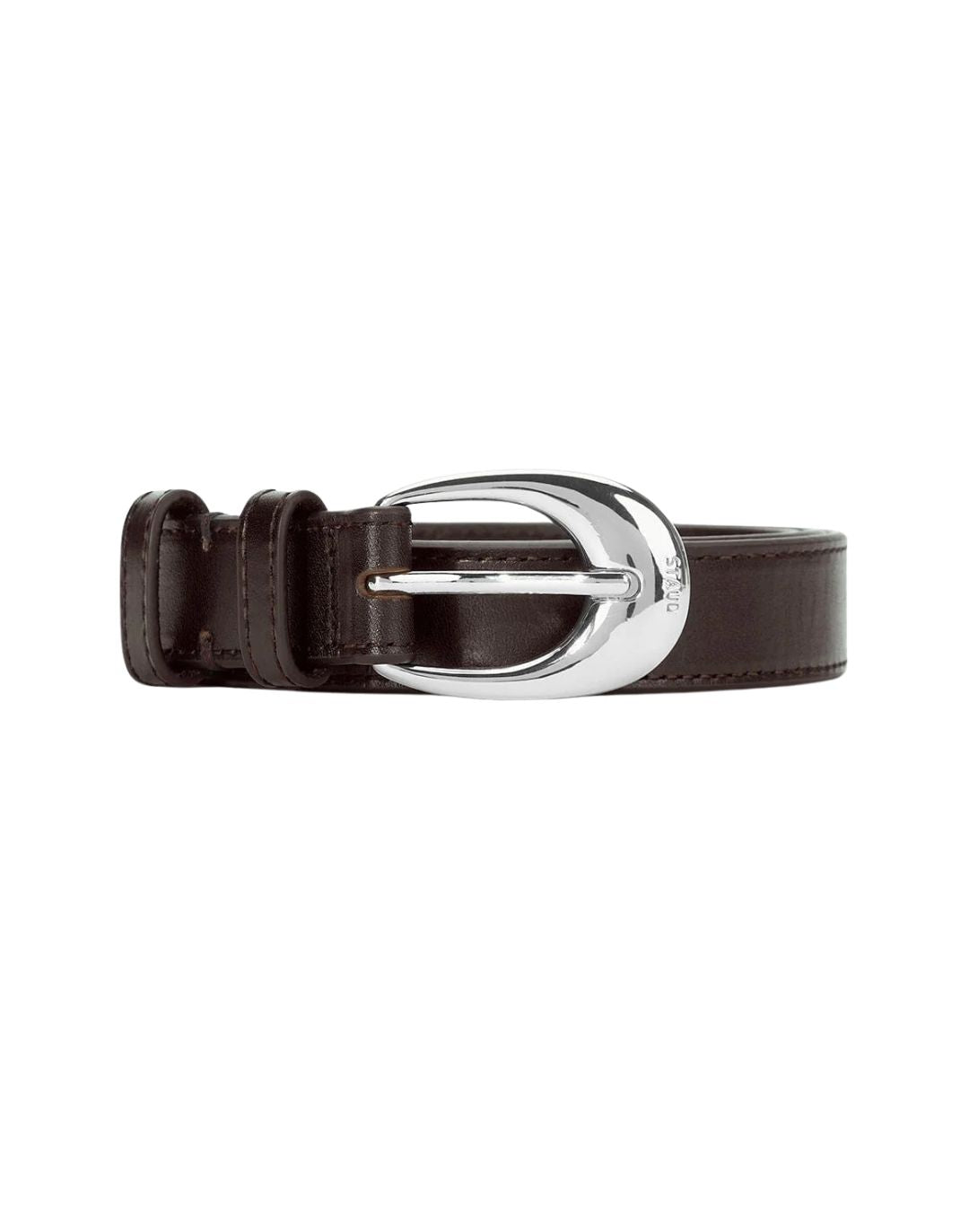 STAUD Moon Buckle Belt 26mm - Mahogany/Silver