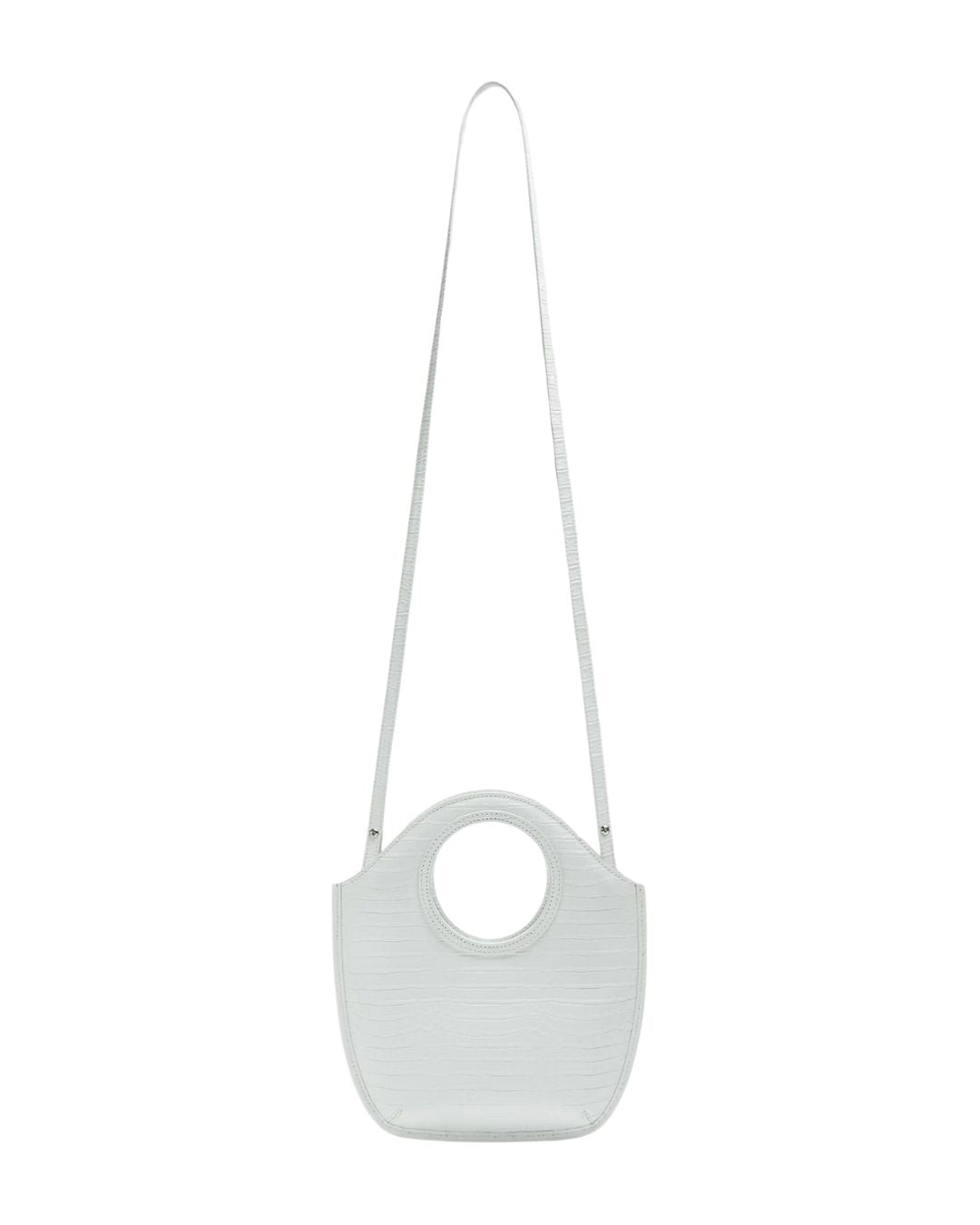 THEORY Mini Circle Bag in Embossed Leather - White