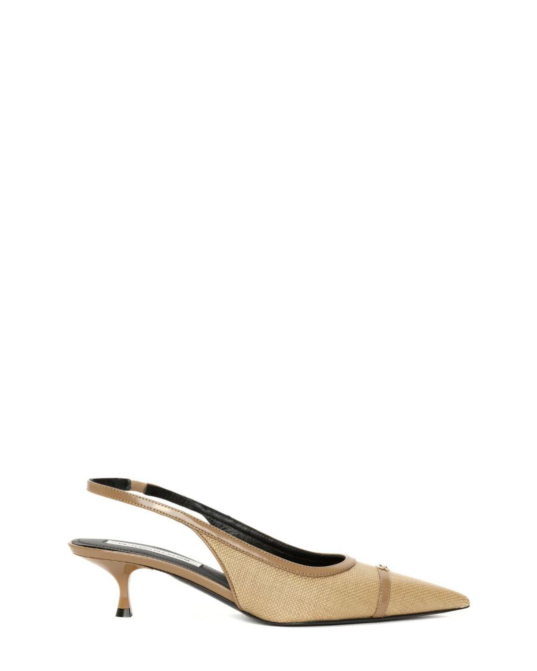 VICTORIA BECKHAM Rafia Slingback Kitten Heel - Light Beige