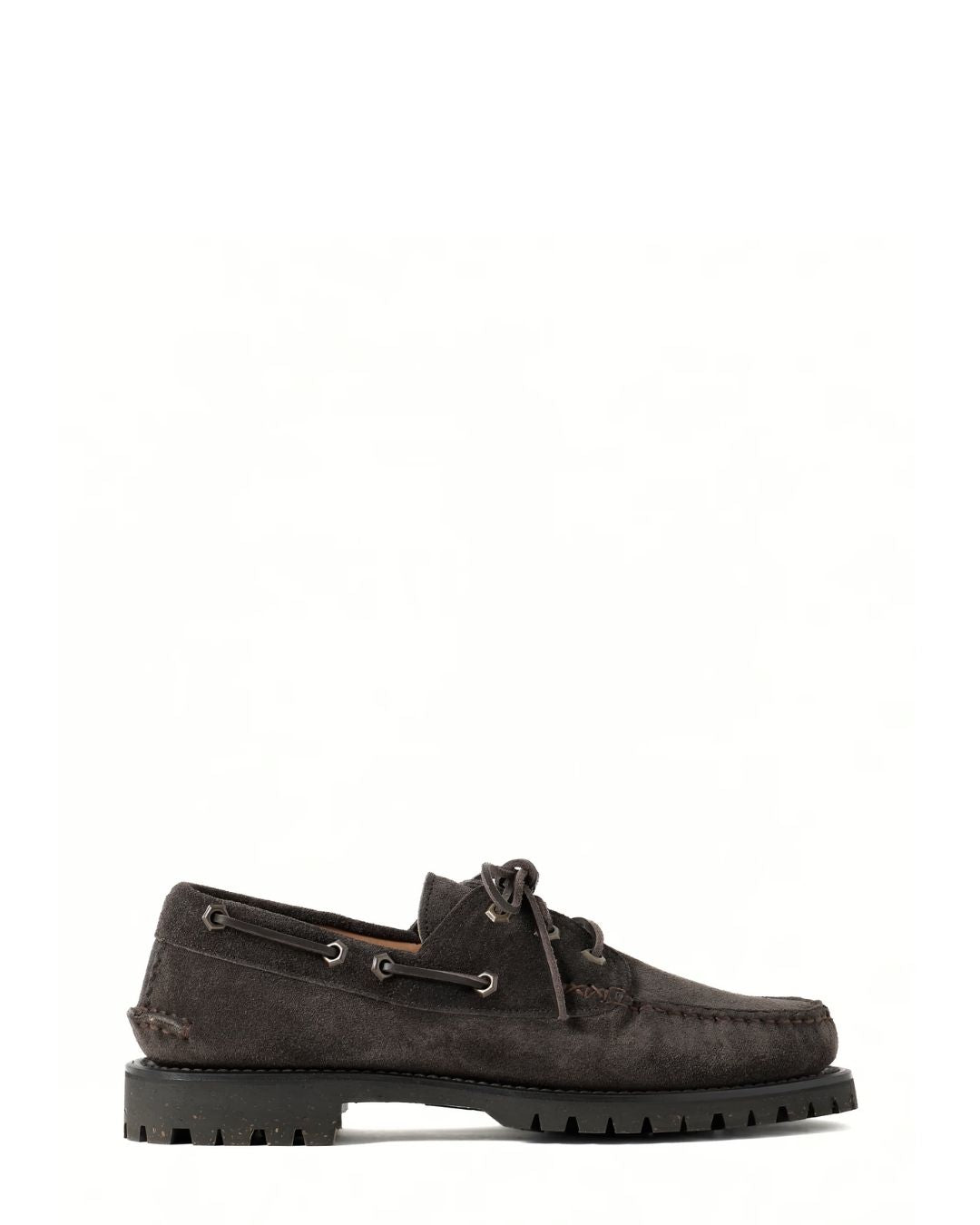 YUKETEN Hex Eye Suede Boat Shoes - Brown